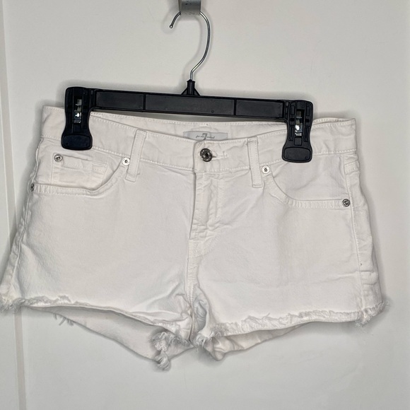 ⚡️⚡️LAST CHANCE⚡️⚡️7 For All Mankind Cut Off Raw Hem Denim Shorts - Picture 1 of 7